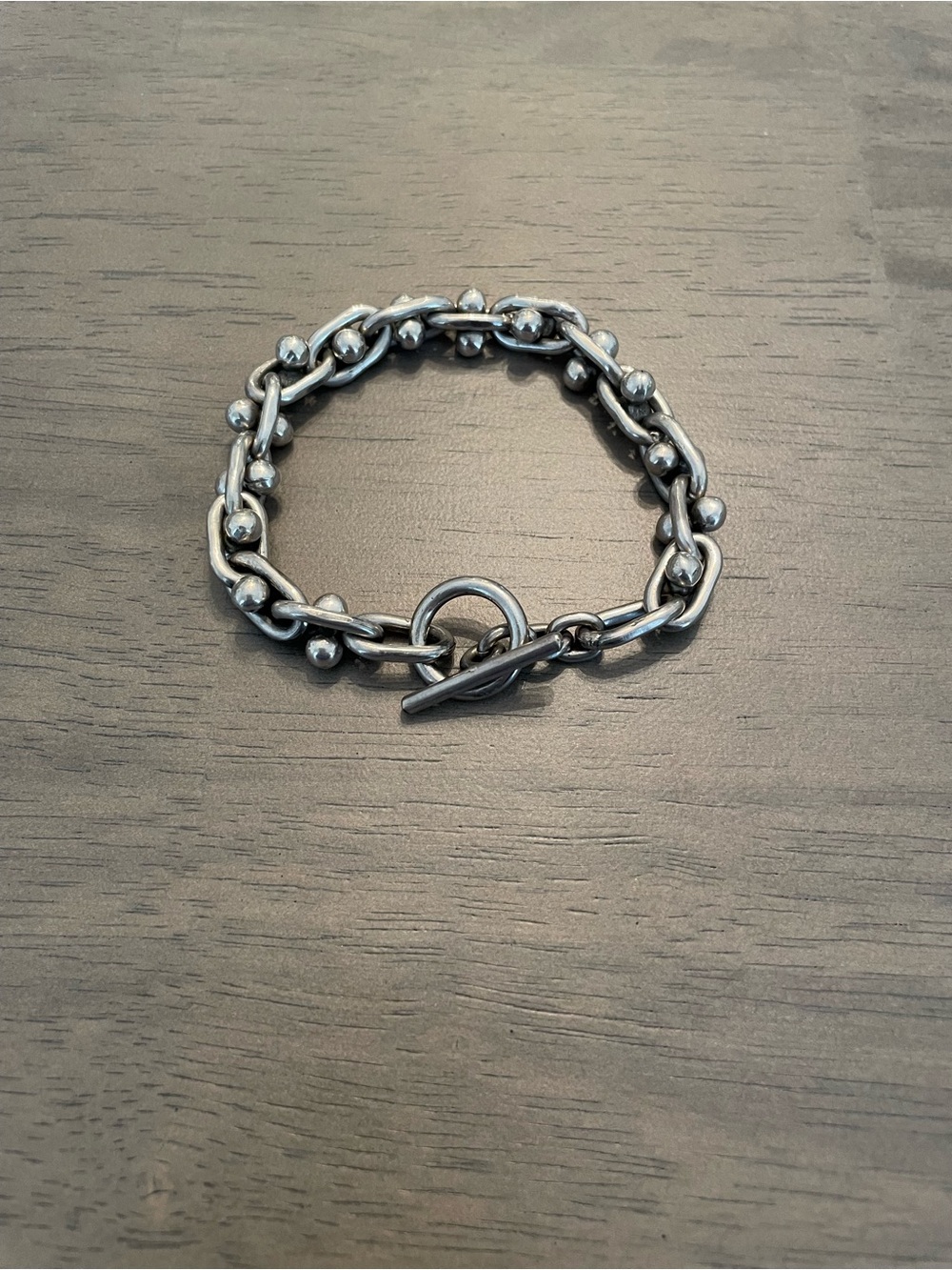 Vintage / Biker / Goth Sterling Silver 925 Chunky Ball Link Toggle Bracelet 47g